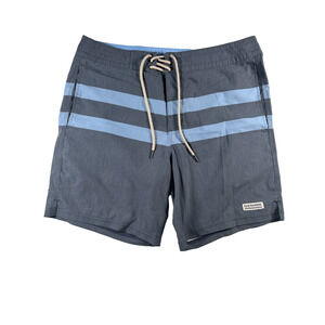 Fair Harbor Board Shorts Mens Size 34 Unlined Stretch Navy Blue Stripe Swim